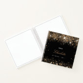 Zwarte gouden glinster naam script notitieboek (Binnen)