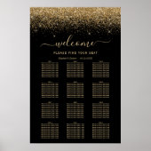 Zwarte Gouden Glitter 12-Tafel Trouwstoelen Poster (Voorkant)