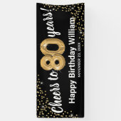 Zwarte Gouden Glitter 80ste Verjaardag Spandoek (Verticaal)