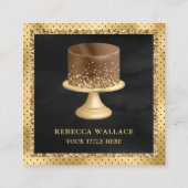 Zwarte Gouden Glitter Aangepaste Chocolade Cake Ba Vierkante Visitekaartje (Voorkant)