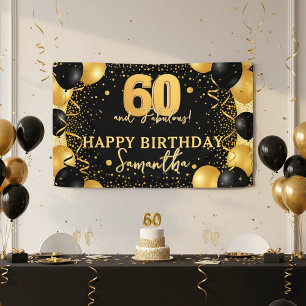 Zwarte Gouden Glitter Confetti 60 en Fabulous Spandoek