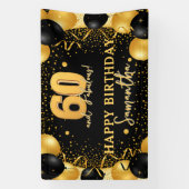 Zwarte Gouden Glitter Confetti 60 en Fabulous Spandoek (Verticaal)