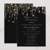 Zwarte Gouden Glitter Druppels Verjaardags Afsluit Kaart (Voorkant / Achterkant)