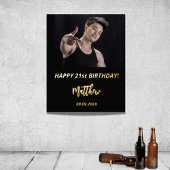 Zwarte gouden glitter foto van Birthday party Folie Afdrukken