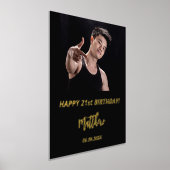 Zwarte gouden glitter foto van Birthday party Folie Afdrukken (Laagn)