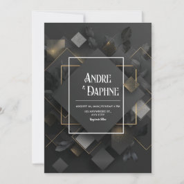 Zwarte Gouden Glitter Geometrische Diamant Gelaagd Kaart