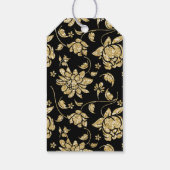 Zwarte Gouden Glitter Glam Bloemige Zalige Feestda Cadeaulabel (Achterkant)