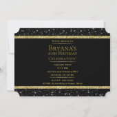 Zwarte & Gouden Glitter Glam VIP-feestticket Kaart (Achterkant)