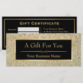 Zwarte Gouden Glitter Glanzende Giftkaart (Voorkant / Achterkant)