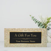 Zwarte Gouden Glitter Glanzende Giftkaart (Staand voorkant)