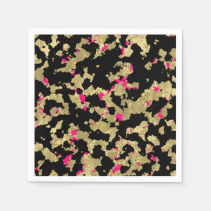 Zwarte Gouden Glitter Heet Roze Abstract Afpellen  Servet