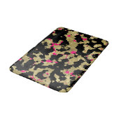 Zwarte Gouden Glitter Heet Roze Abstracte Afbladde Badmat (Gekanteld)