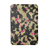 Zwarte Gouden Glitter Heet Roze Abstracte Afbladde Badmat (Voorkant Verticaal)