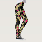 Zwarte Gouden Glitter Heet Roze Abstracte Afbladde Leggings (Rechts)