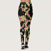 Zwarte Gouden Glitter Heet Roze Abstracte Afbladde Leggings (Achterkant)