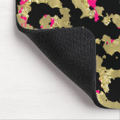 Zwarte Gouden Glitter Heet Roze Abstracte Afbladde Muismat (Hoek)