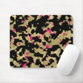 Zwarte Gouden Glitter Heet Roze Abstracte Afbladde Muismat (Met muis)