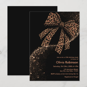 Zwarte Gouden Glitter Luipaardprint Boog 30e Verja Kaart