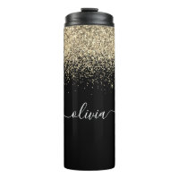 Zwarte Gouden Glitter Meisjes Fitnes Monogram Naam