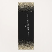 Zwarte Gouden Glitter Meisjes Monogram Fitness Yogamat (Voorkant)