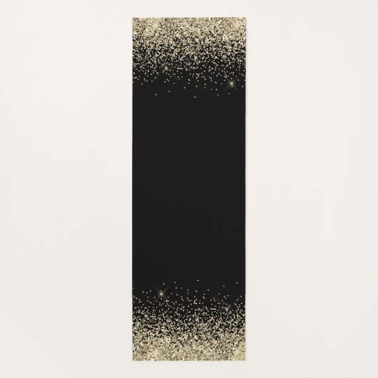 Zwarte Gouden Glitter Meisjes Monogram Fitness Yogamat (Achterkant)
