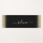 Zwarte Gouden Glitter Meisjes Monogram Yogamat (Voorkant (horizontaal))