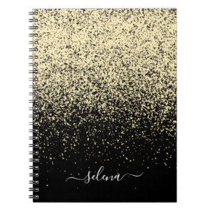Zwarte Gouden Glitter Meisjesnaam Monogram Notitieboek