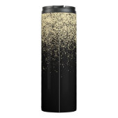 Zwarte Gouden Glitter Monogram Meisjesachtig Thermosbeker (Achterkant)