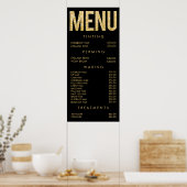 Zwarte & Gouden Glitter Salon Menu Muurposter Poster (Keuken)