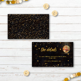 Zwarte Gouden Glitter Ster Disco Bal Huwelijksdeta Informatiekaartje