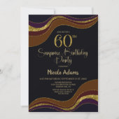 Zwarte Gouden Glitter Surprise 60ste Verjaardagsfe Kaart (Voorkant)