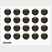 Zwarte Gouden Glitter Verjaardag Drip Favor Ronde Sticker (Vel)