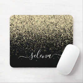 Zwarte Gouden Glitter Vrouwelijke Monogram Muismat