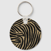 Zwarte Gouden Glitter Zebra Sleutelhanger (Achterkant)