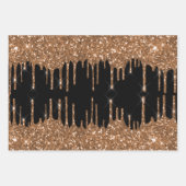 Zwarte gouden glitterdruppels meisjesachtige luxe inpakpapier vel (Voorkant 3)