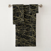 Zwarte Gouden Glitzy Abstract Bad Handdoek (Insitu)