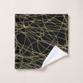 Zwarte Gouden Glitzy Abstract Bad Handdoek (Wasdoekje)