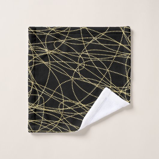 Zwarte Gouden Glitzy Abstract Bad Handdoek (Wasdoekje)