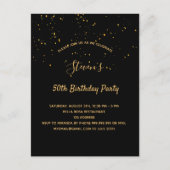 Zwarte gouden gouden feestdag, eenvoudige uitnodig briefkaart (Voorkant)