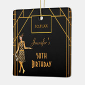 Zwarte gouden gouden verjaardag 1920 in stijl deco keramisch ornament (Links)