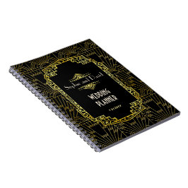 Zwarte & Gouden Great Gatsby Art Deco Trouw Planne Notitieboek