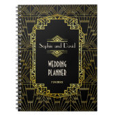 Zwarte & Gouden Great Gatsby Art Deco Trouw Planne Notitieboek (Voorkant)