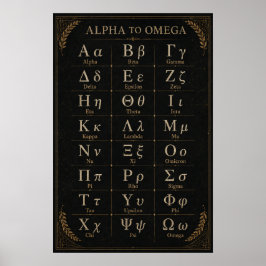 Zwarte Gouden Griekse Alfabet Academische Biblioth Poster