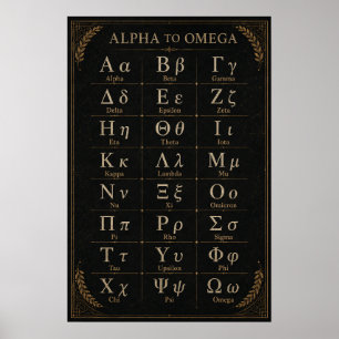 Zwarte Gouden Griekse Alfabet Academische Biblioth Poster