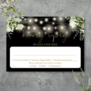 Zwarte Gouden Groene Bloemenslinger Lichtjes Bruil RSVP Kaartje