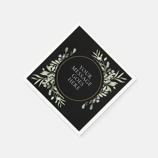 Zwarte Gouden Groene Zachte Eucalyptusbladeren Servet (Hoek)