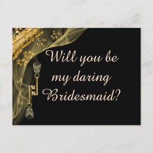Zwarte & Gouden Halloween Schedel Sleutels voor Br Briefkaart