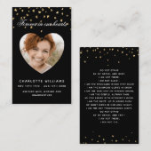 Zwarte gouden harten fotografietoestel visitekaartje (Voorkant / Achterkant)