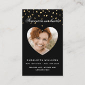 Zwarte gouden harten fotografietoestel visitekaartje (Voorkant)