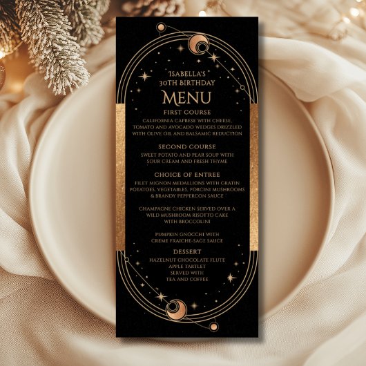 Zwarte Gouden Hemel 30e Verjaardagsfeest Menu